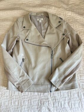 Style & co beige Faux Leather Moto Jacket Size XS